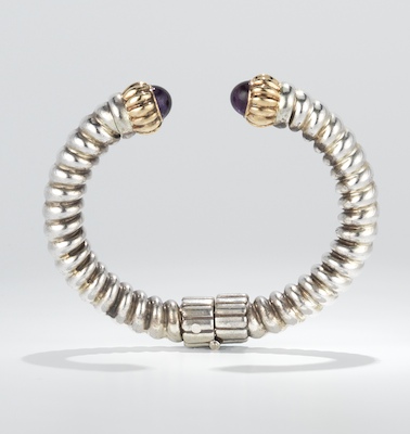 A Sterling Silver, Gold and Amethyst Bracelet , 12.14.12, Sold: $189.75