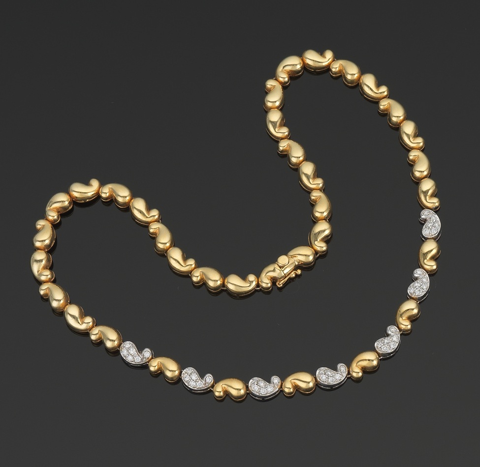 An Italian 18k Gold and Diamond Necklace , 12.14.12, Sold 1725