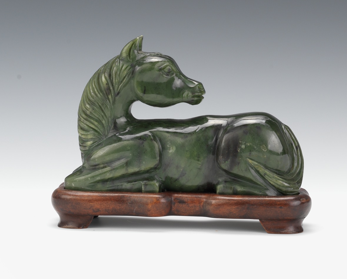 A Carved Spinach Jade Horse, 02.09.12, Sold 322