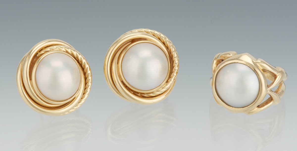 A Ladies' Mabe Pearl and Gold Earrings and Ring , 02.10.12, Sold 391