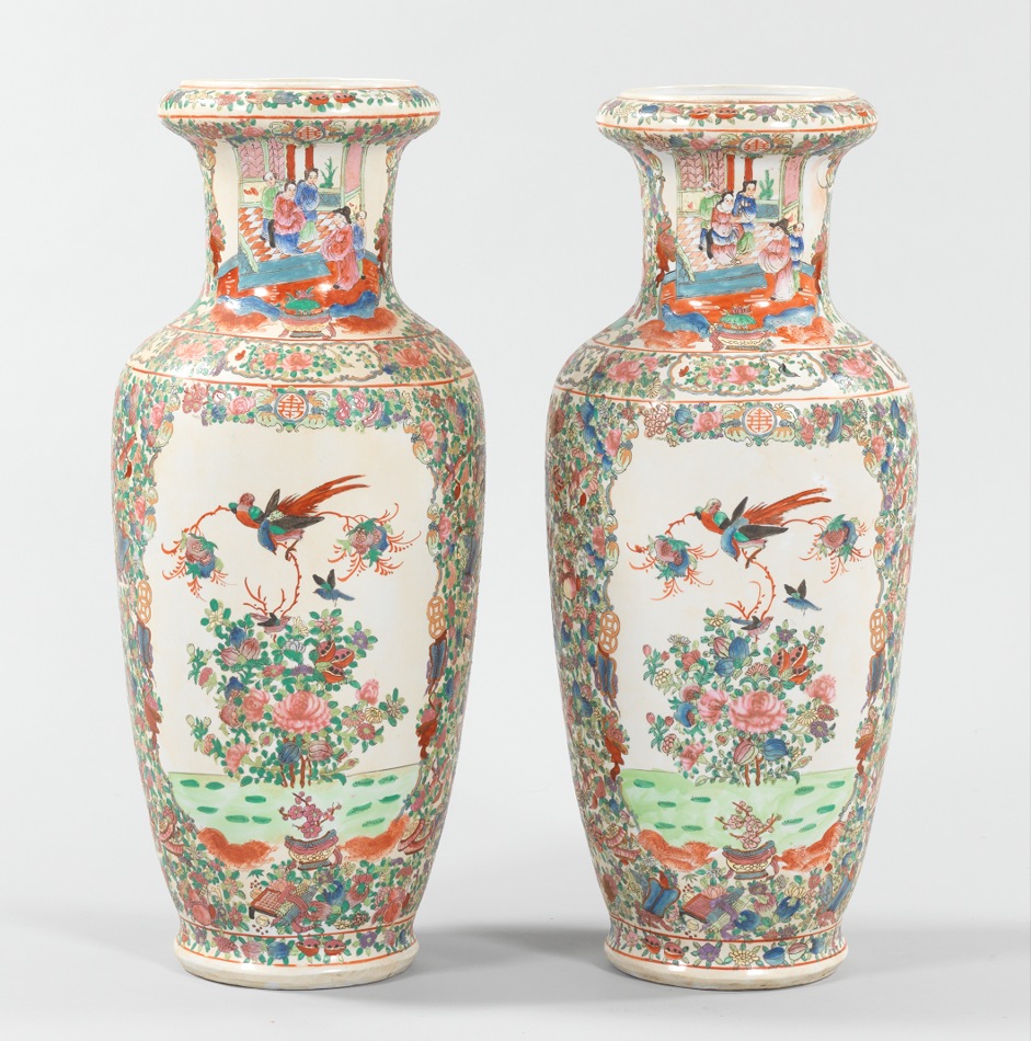 A Pair of Large Famille Rose Floor Vases, Chinese, 02.09.12, Sold 552