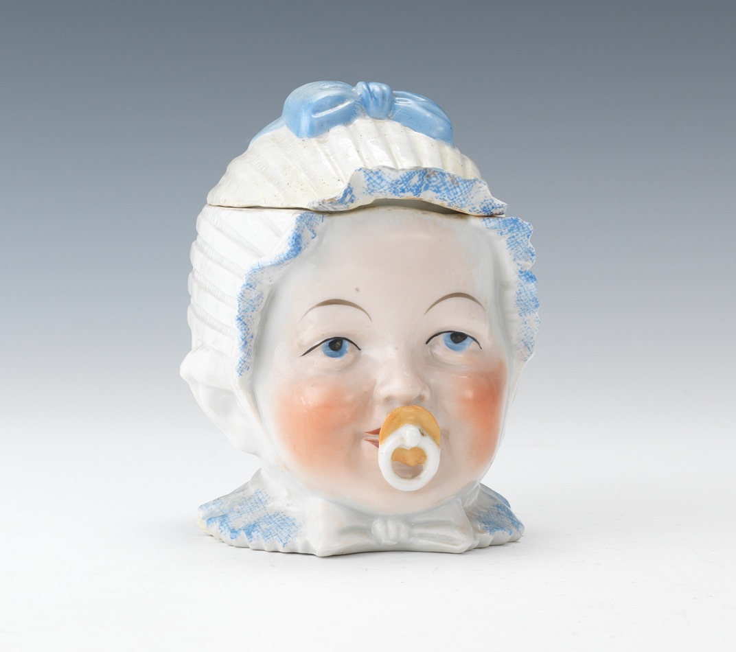 Glazed Porcelain Tobacco Jar, Baby With Pacifier, 05.26.12, Sold 74.75