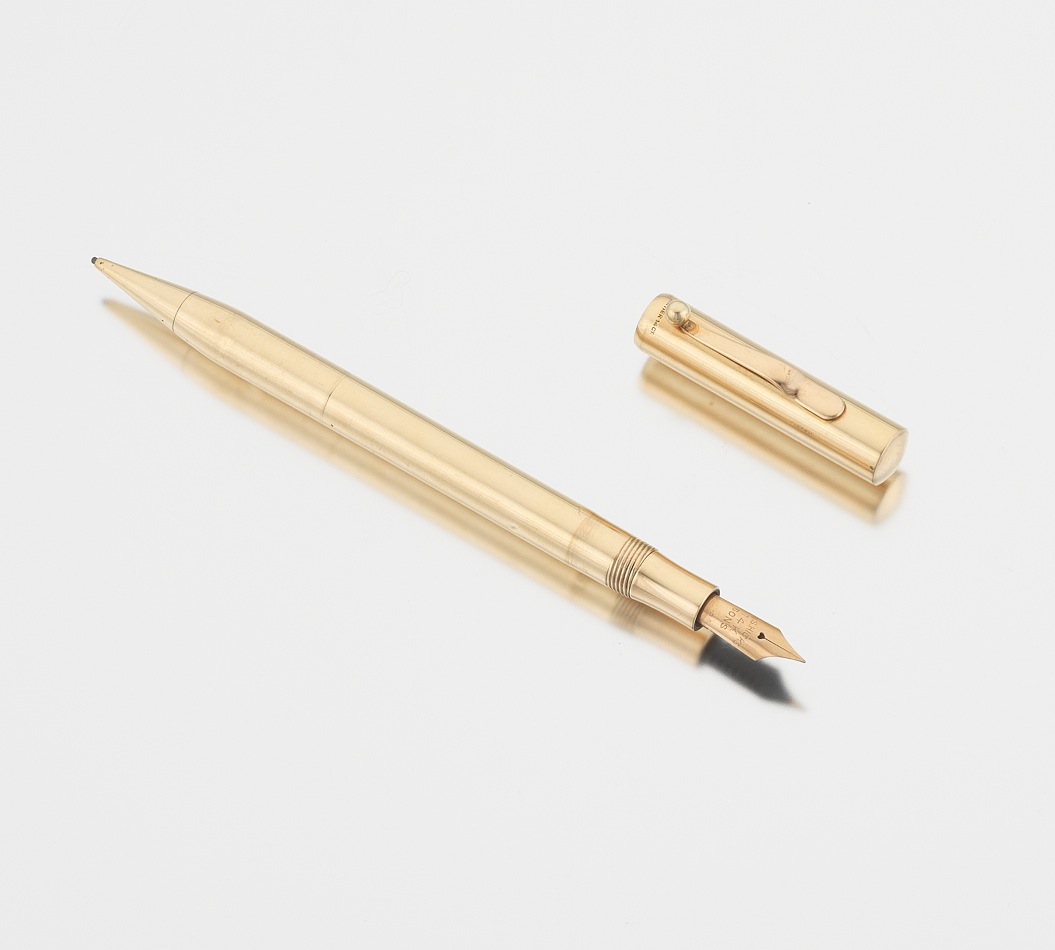 A Cartier 14k Gold Fountain Pen And Pencil 110912 Sold 4715