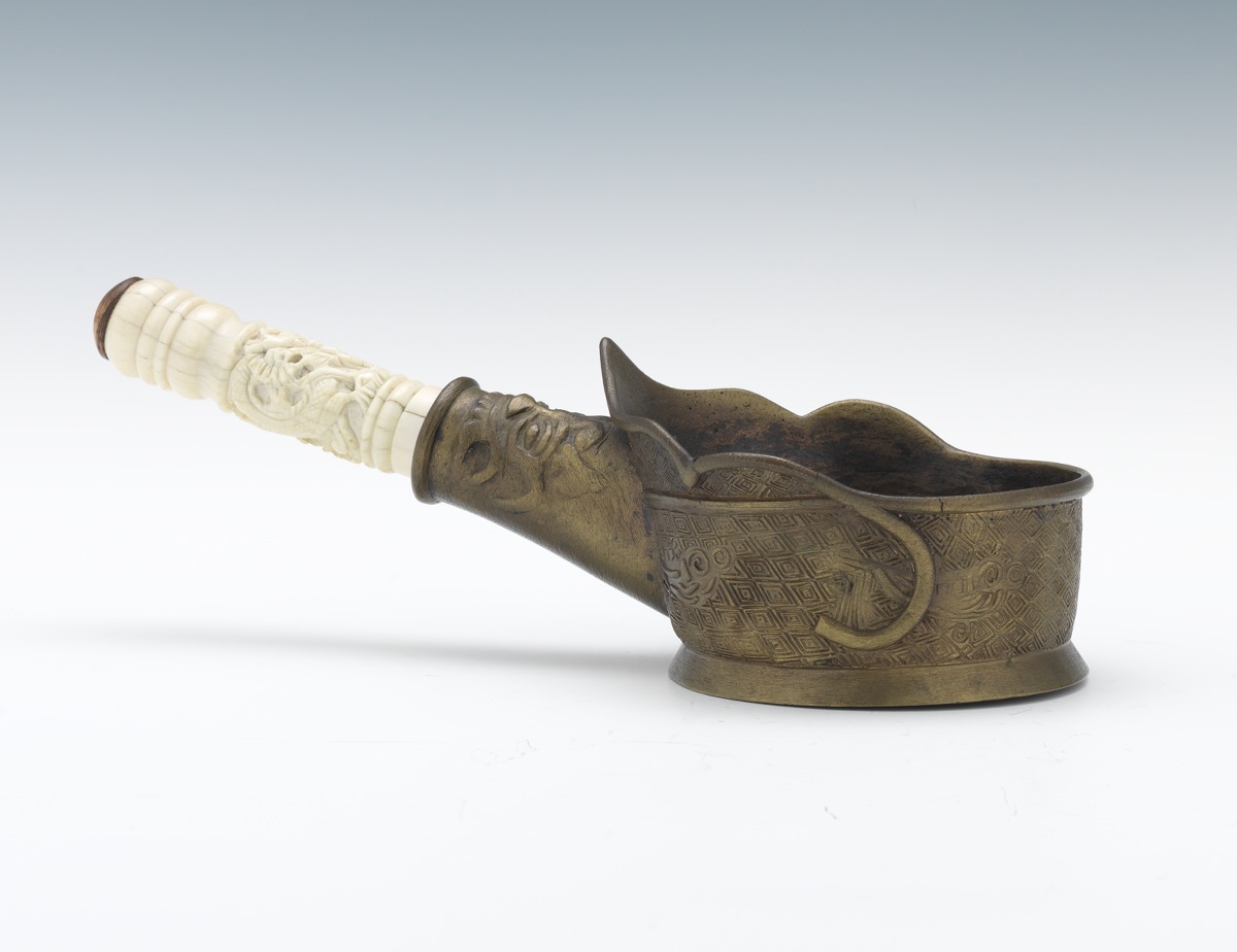 Asian Bronze and Bone Ceremonial Container, 11.08.12, Sold 63.25