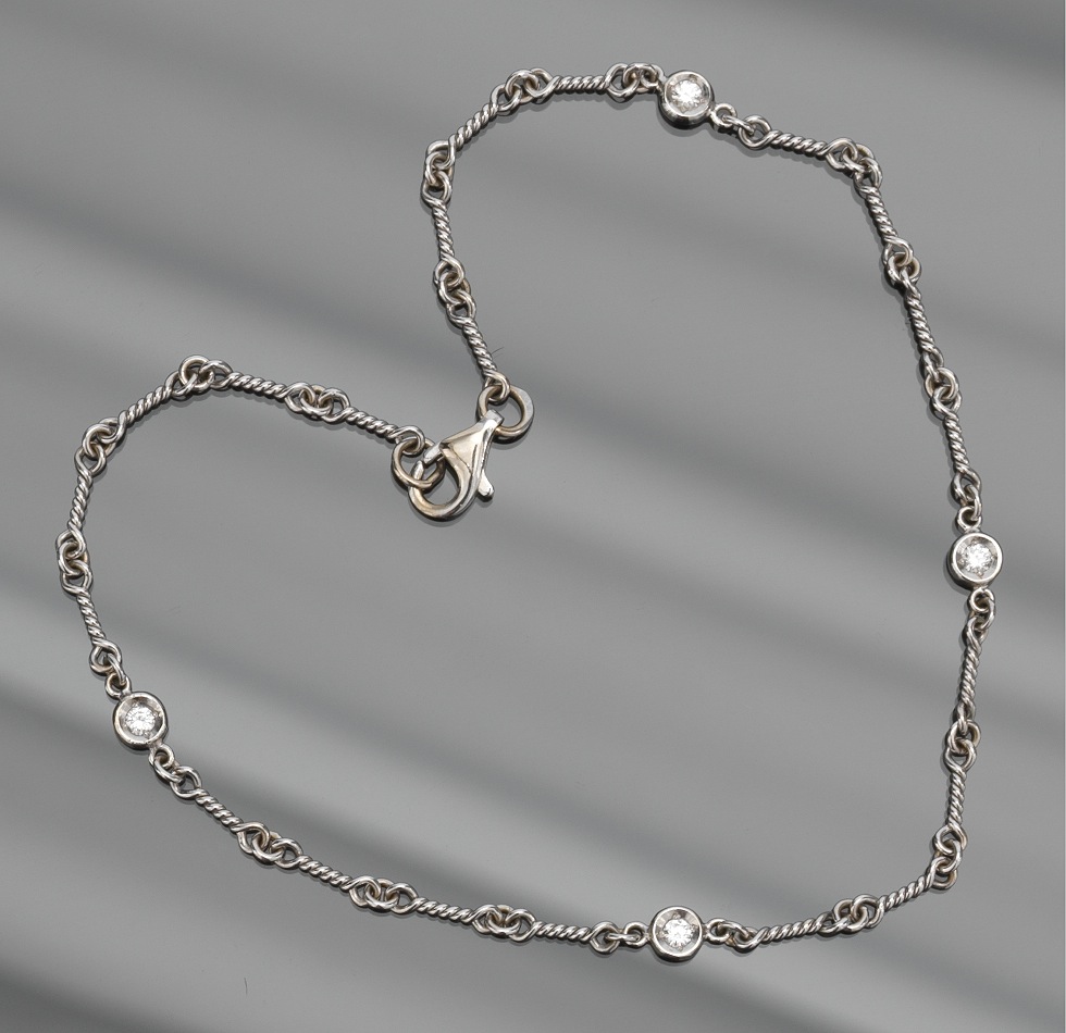 A Ladies' Gold and Diamond Ankle Bracelet , 09.07.12, Sold 402.5