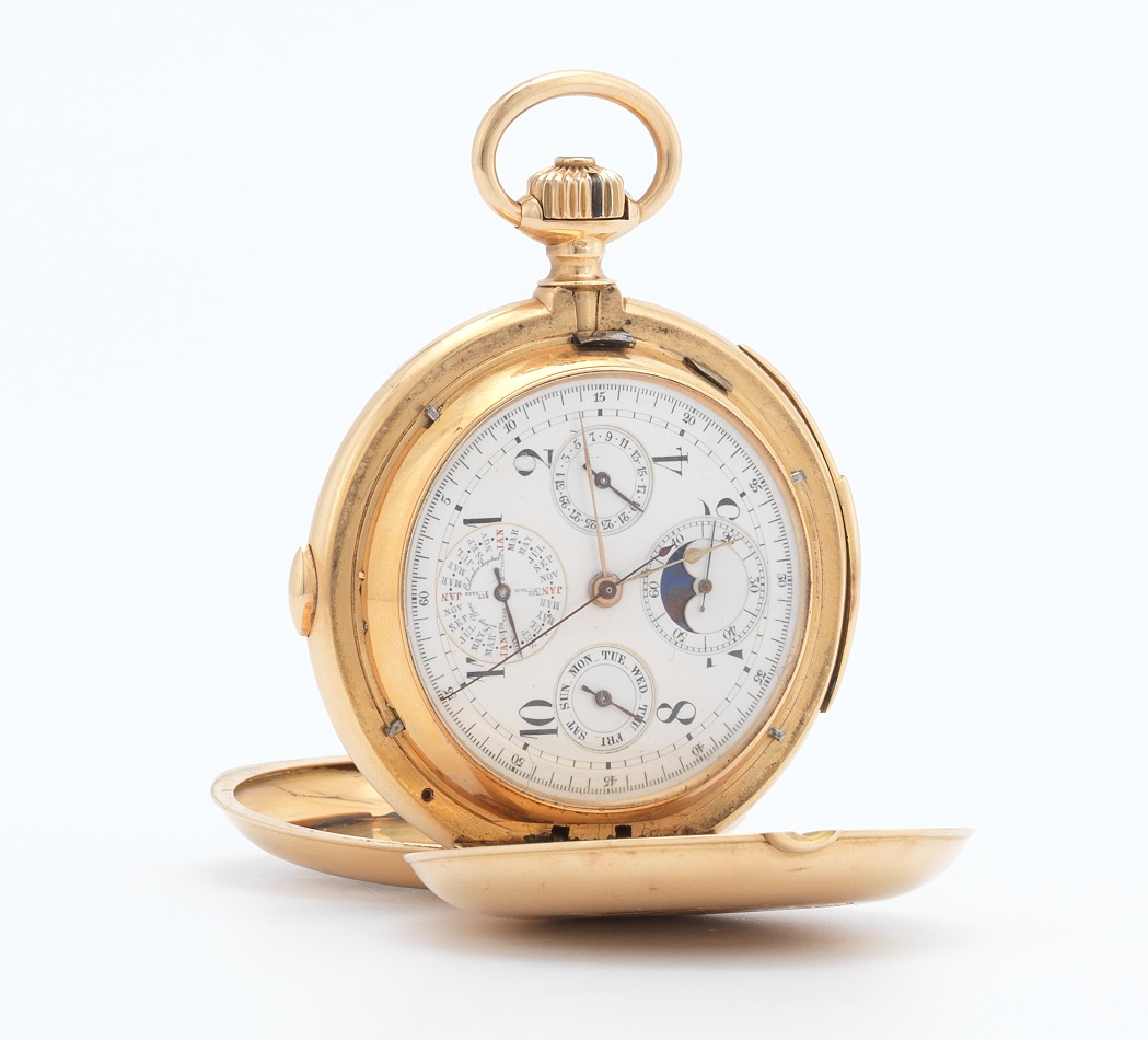 A 18k Gold Minute Repeater Perpetual Calendar Pocket Watch, Made by