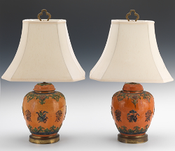 Paa Aspire Auctions A Pair Of Chinese Pottery Ginger Jar Lamps