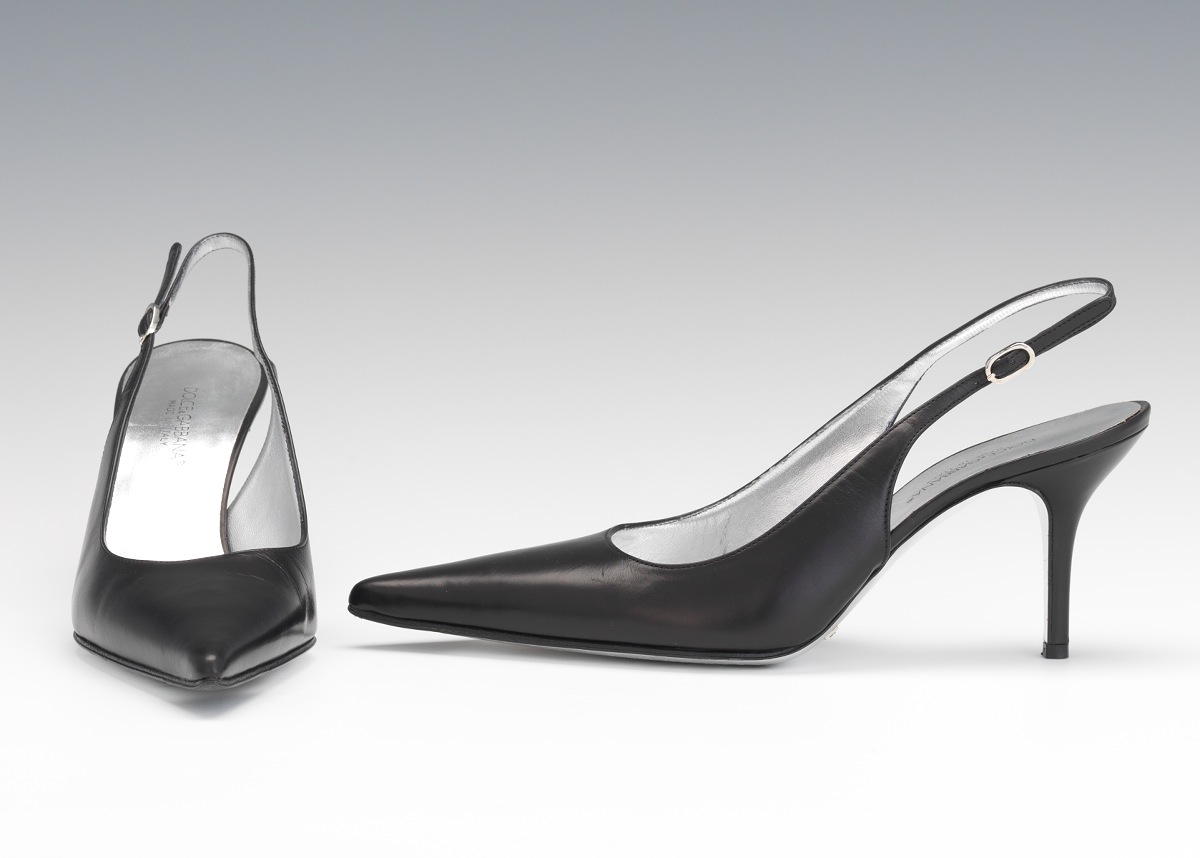 black leather slingbacks