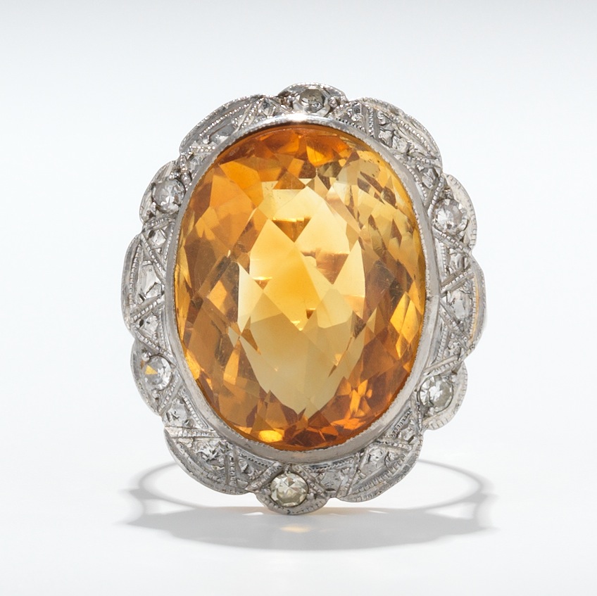 A Ladies' Golden Topaz and Diamond Ring , 02.15.13, Sold: $517.5