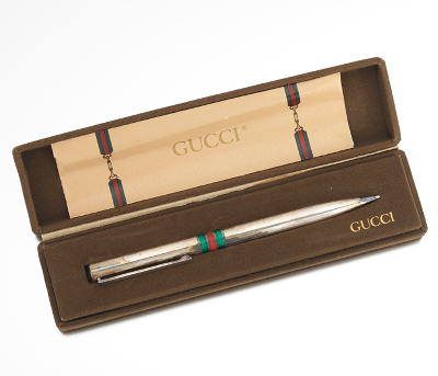 Gucci Vintage Sterling Silver Enamel Web Ballpoint Pen at 1stDibs