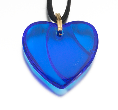 A Baccarat Blue Glass Heart Pendant , 03.22.13, Sold: $149.5