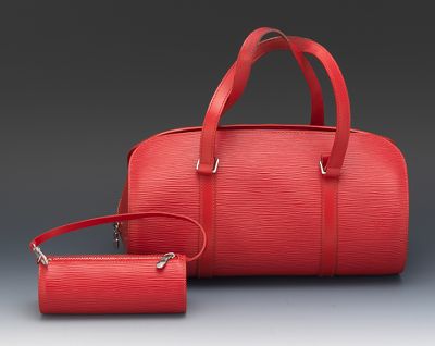 LV Red Epi Leather Soufflot Bag