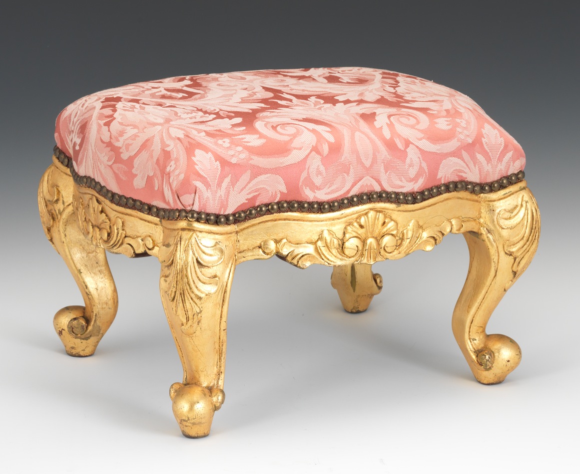 An Oval Carved and Gilt Wood Foot Stool, 05.23.13, Sold 97.75