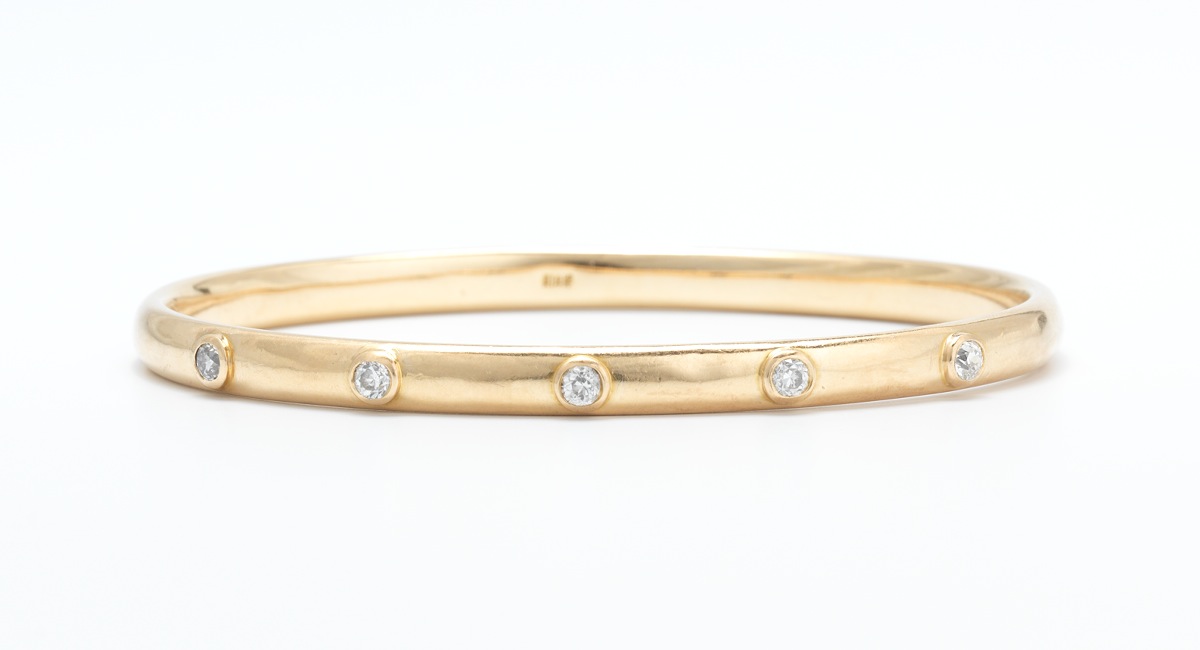 A Gold and Diamond Bangle Bracelet , 05.24.13, Sold: $661.25