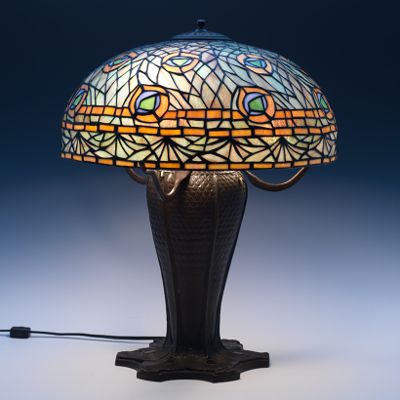 Reproduction Tiffany Leaded Glass Peacock Lamp 09 21 13 Sold 264 5 Reproduction Tiffany Leaded Glass Peacock Lamp 09 21 13 Sold 264 5