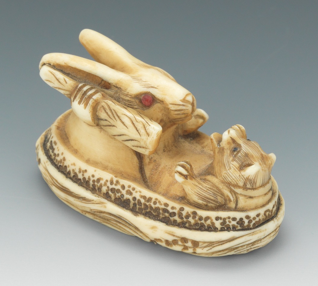 A Carved Netsuke of a Rabbit and a Bear, 09.21.13, Sold: $178.25