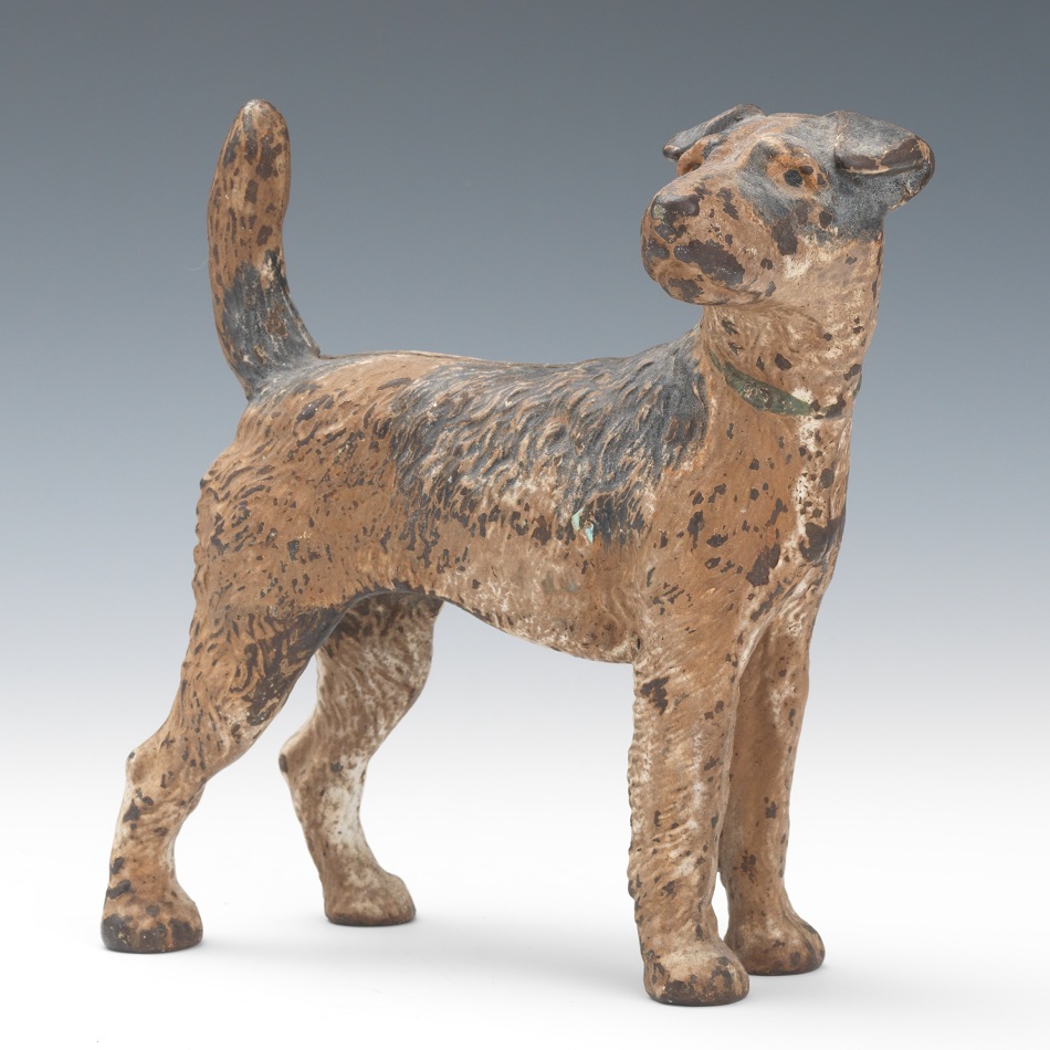 A Hubley Cast Iron Wire Hair Fox Terrier Door Stop 09 21 13 Sold