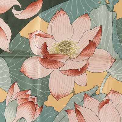 Hermes Silk Twill Scarf Fleurs De Lotus Designed By
