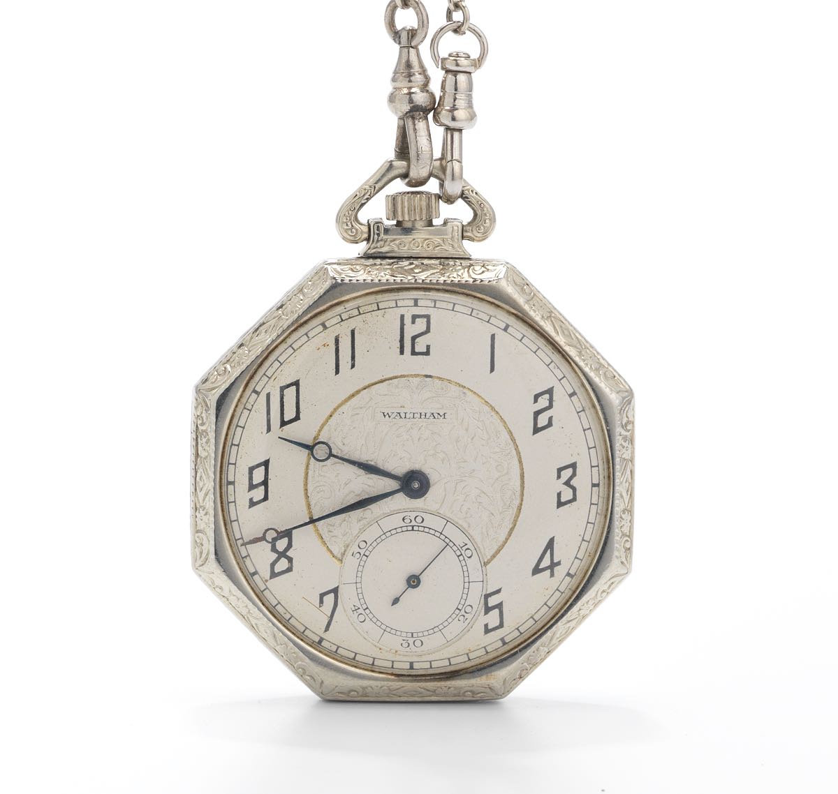 A Waltham Art Deco Gold Pocket Watch on Chain , 12.13.14