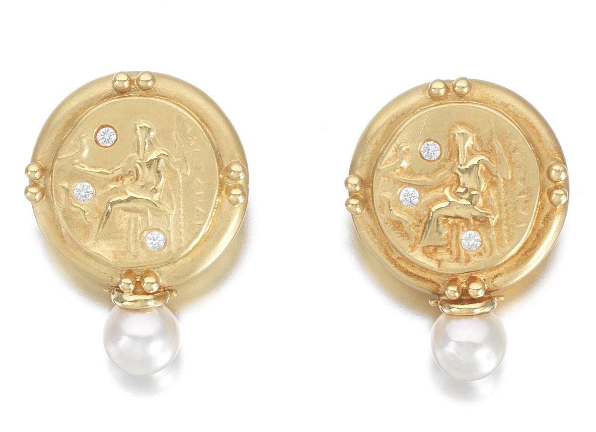 A Pair of Silvera 18k Gold and Diamond Earrings , 12.12.14