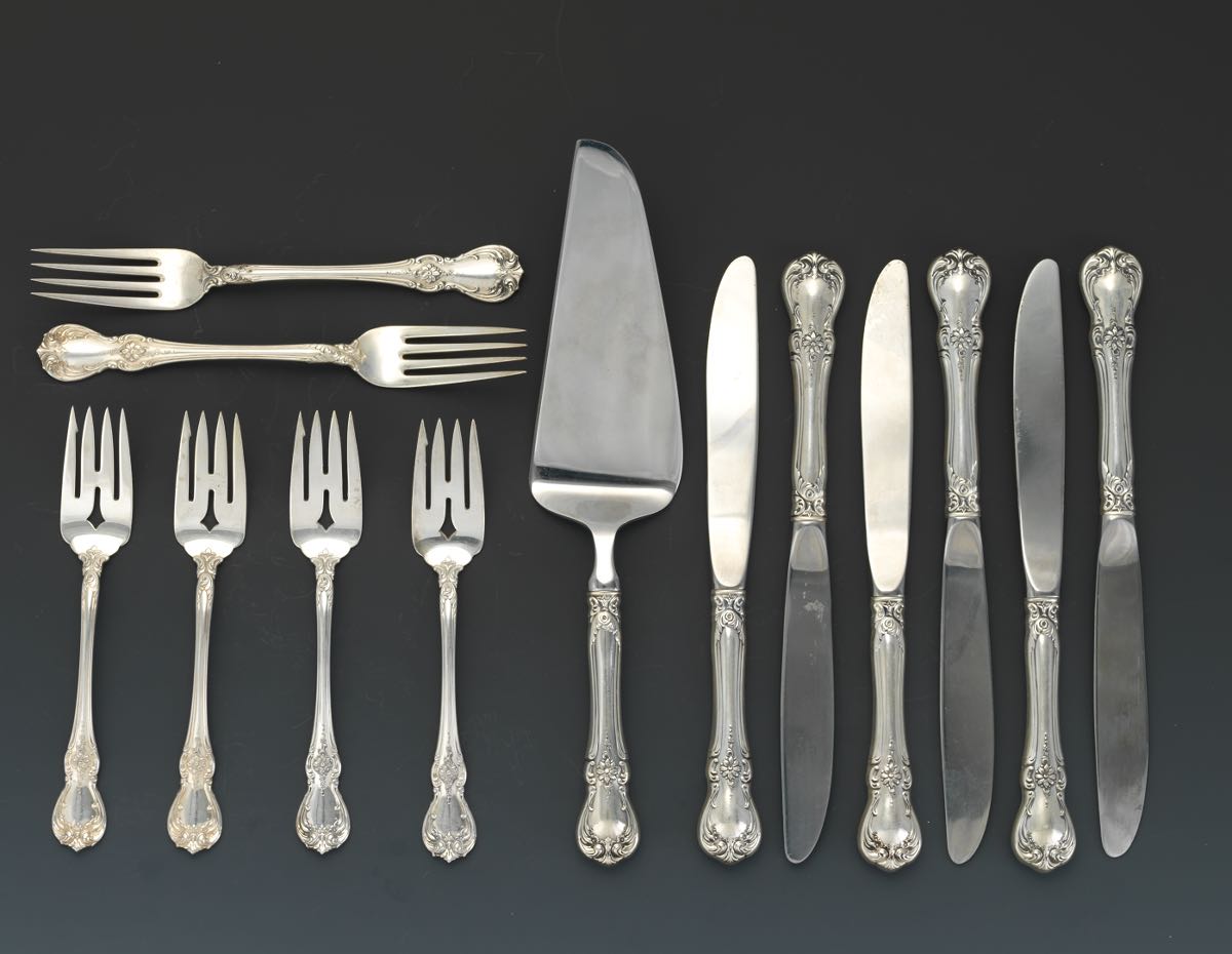 Thirteen Pieces of Sterling Silver Flatware by Towle, "Old Master