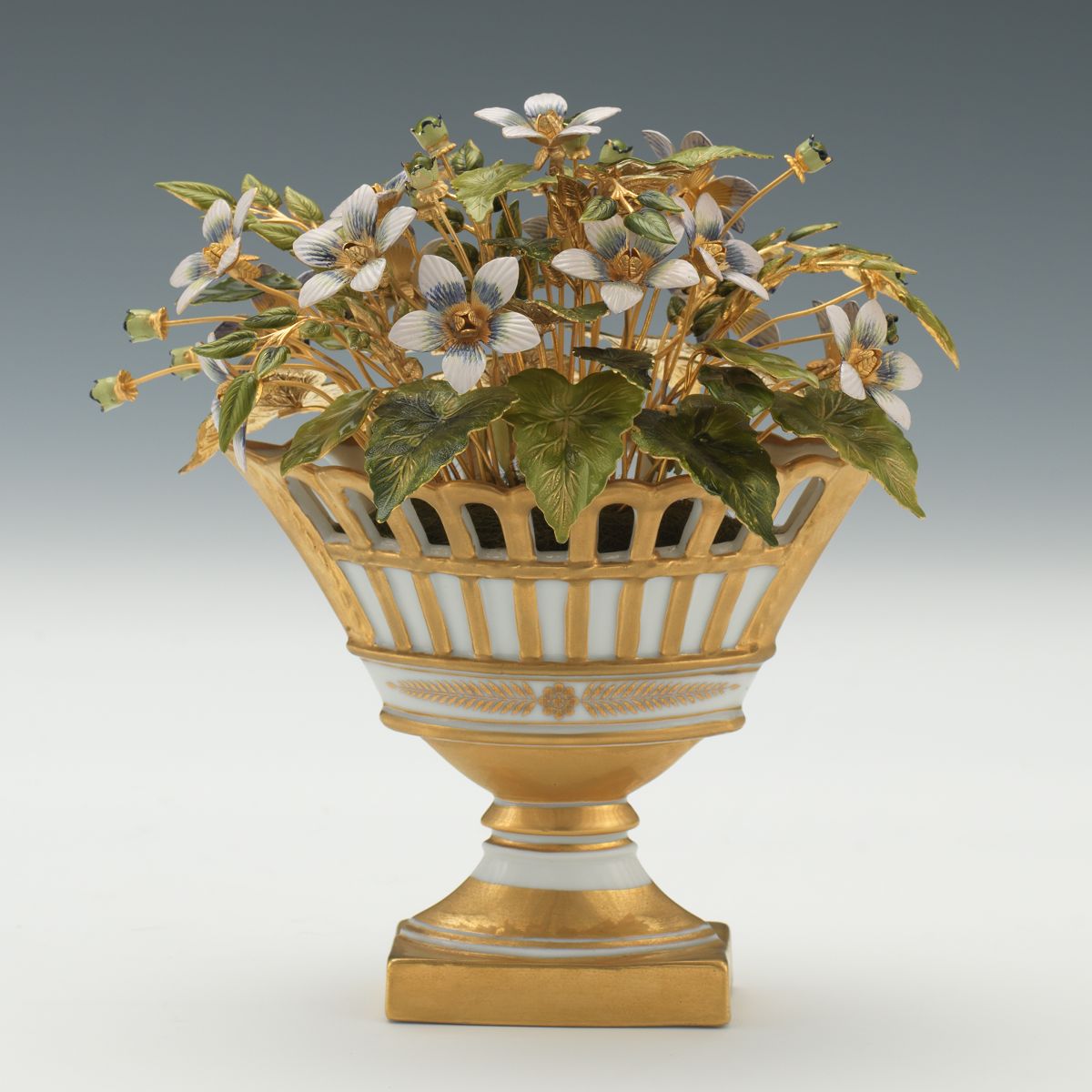 A Gorham "Fleurs des Siecle" Miniature Jardiniere with Flowers by Jane