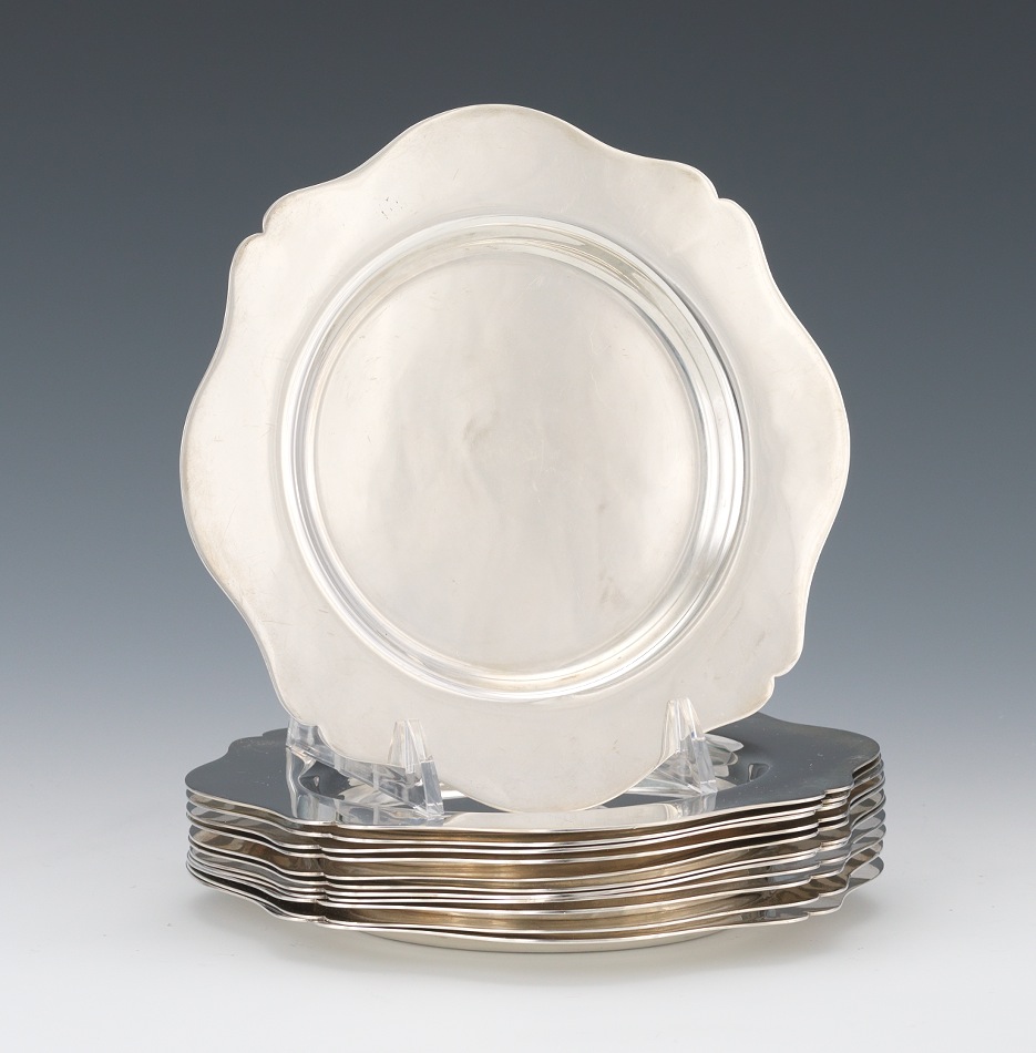 Twelve Sterling Silver Bread and Butter Plates by Wallace, 06.20.14