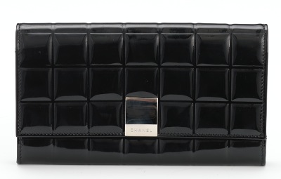 chanel black patent leather wallet