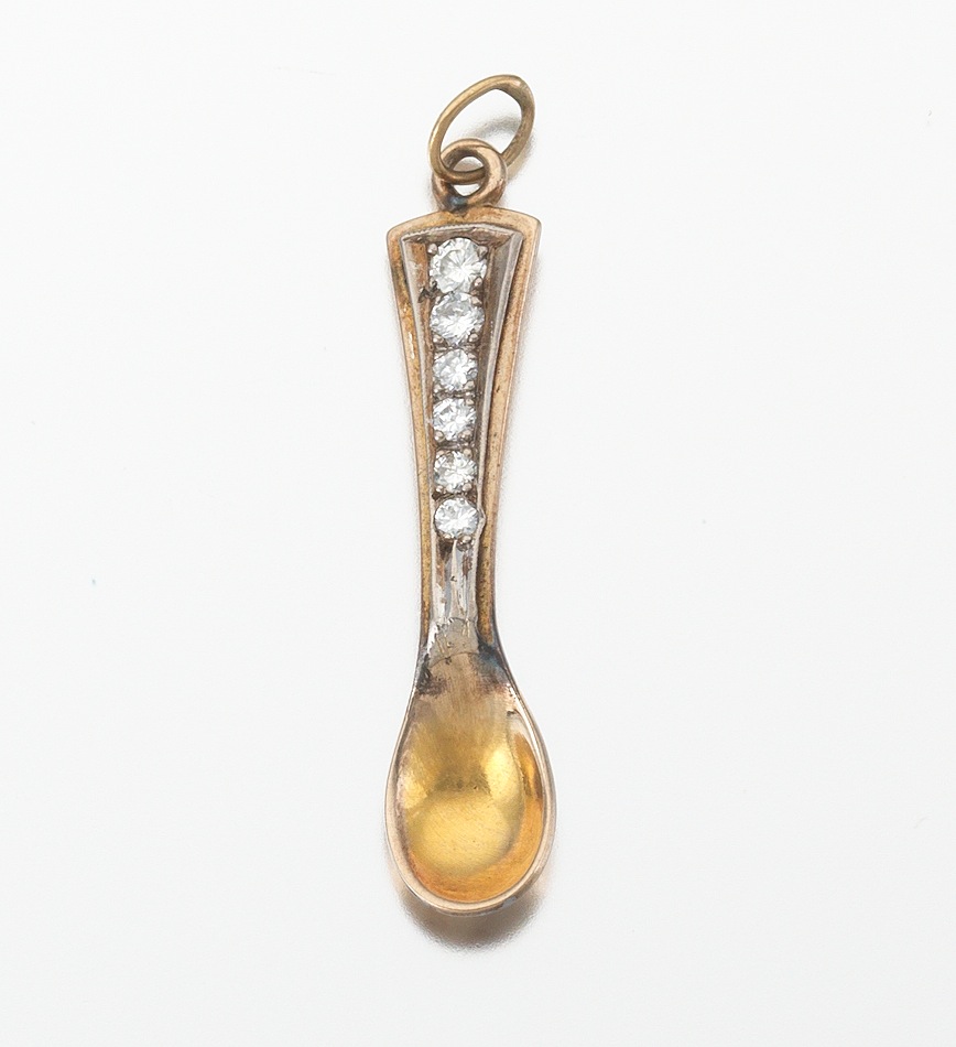 A Gold and Diamond Spoon Charm , 03.28.14