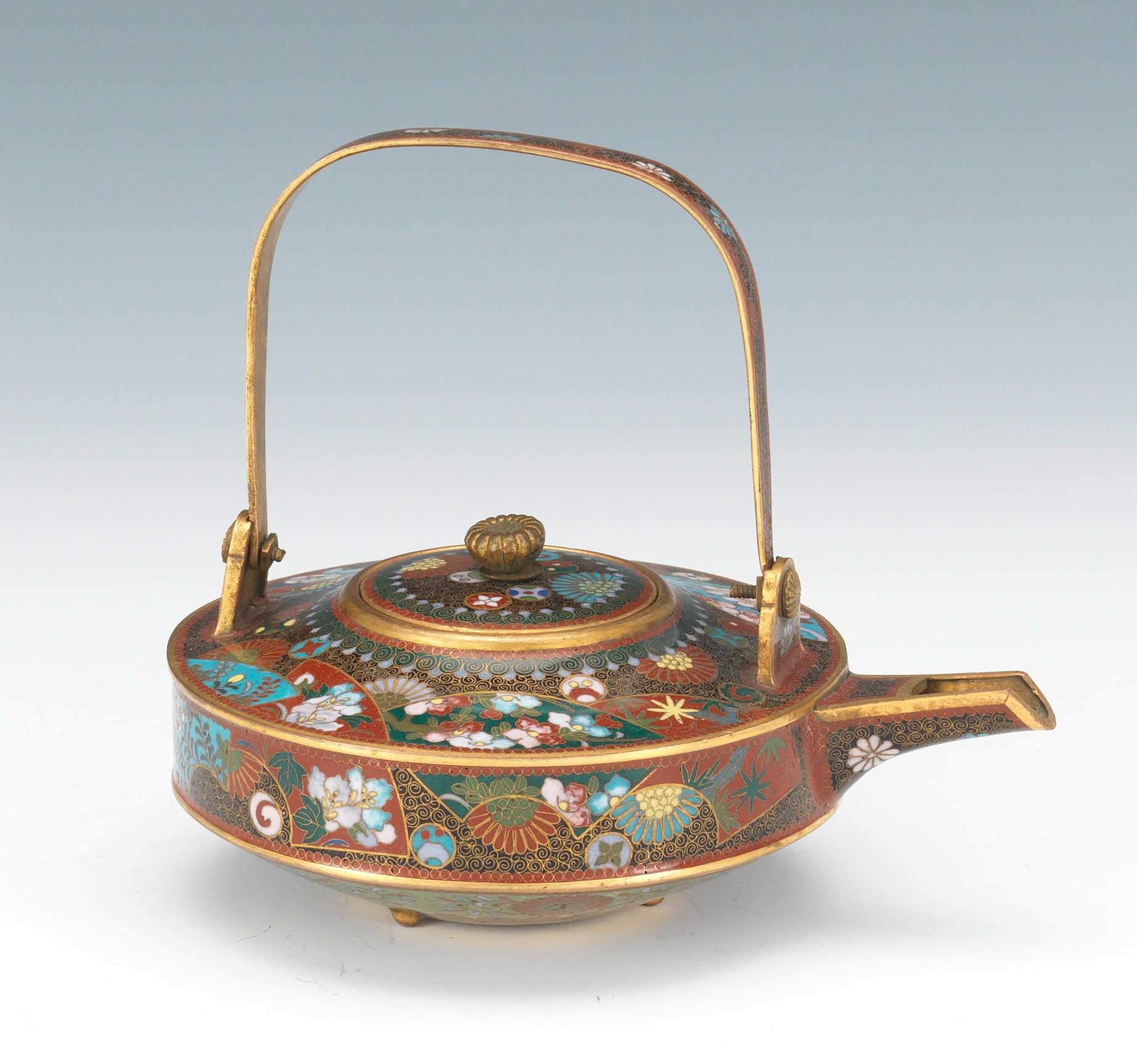High resolution image for A Kyoto Shippo Handled Teapot, Meiji Period