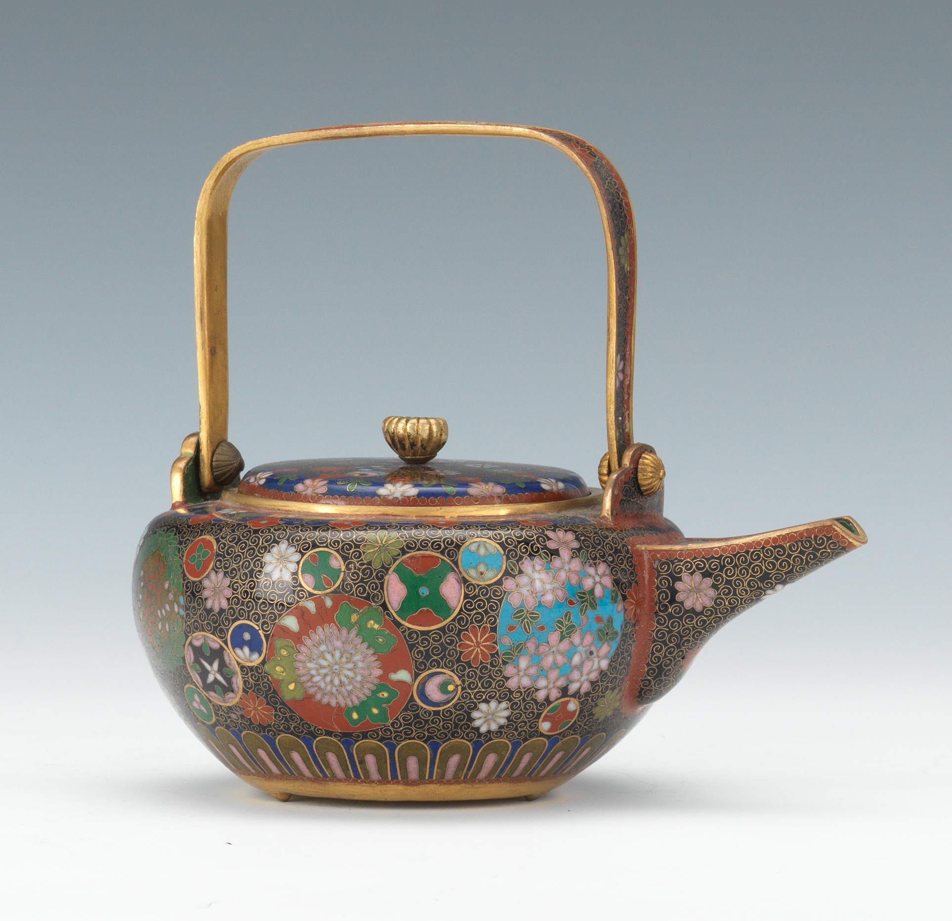 High resolution image for A Kyoto Shippo Handled Teapot, Meiji Period