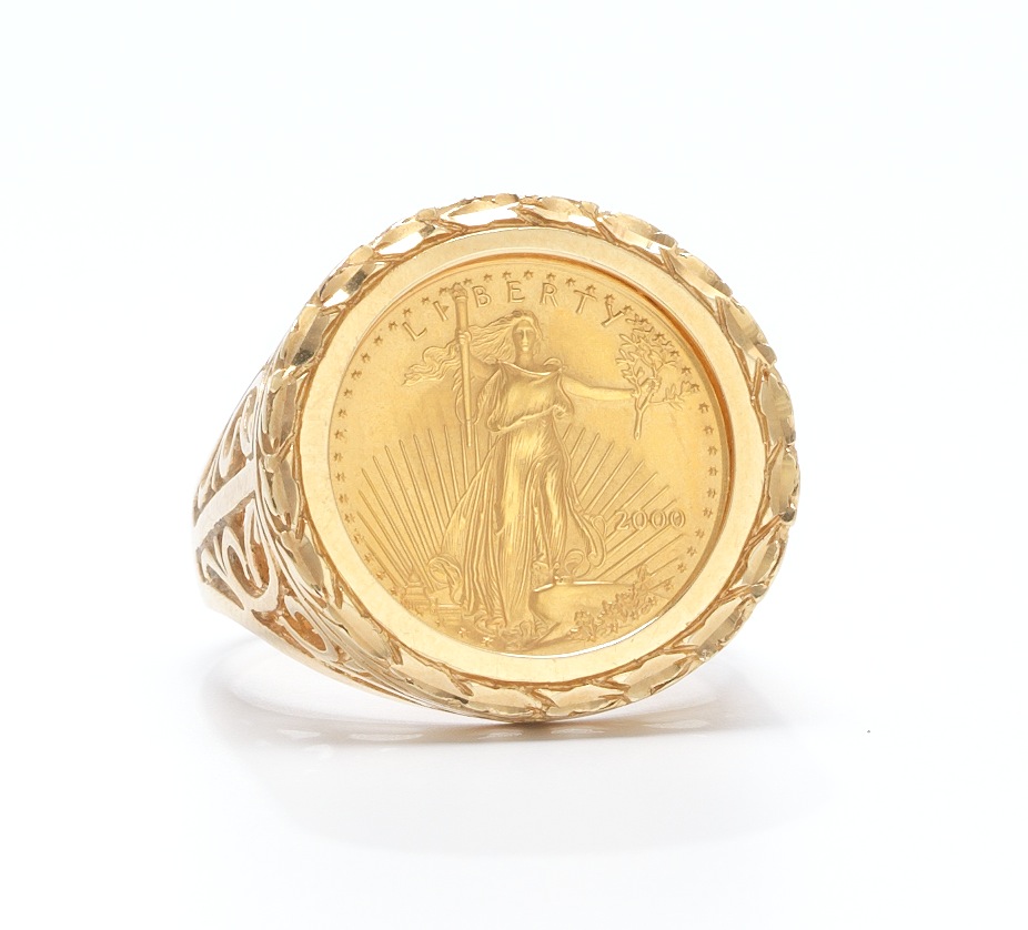High resolution image for A Ladies' Liberty 5 Dollar Gold Coin Ring