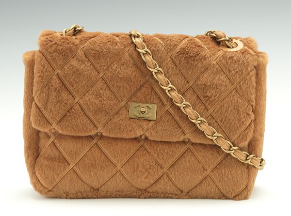 chanel brown fur bag