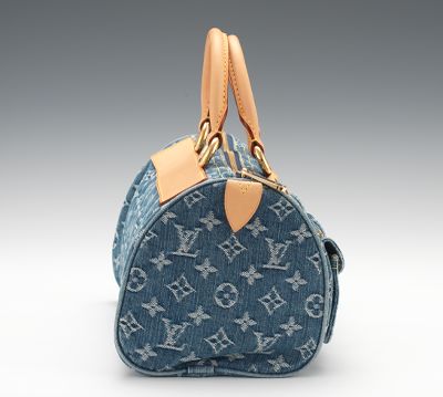 Sold at Auction: LOUIS VUITTON Monogram Denim Neo Speedy Blue Handbag