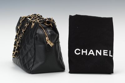 1123. Chanel Petite Timeless Shopping Tote in Black Caviar Leather