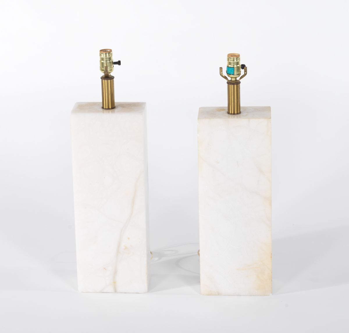 A Pair of Modern White Marble Table Lamp Bases, Shafran ...