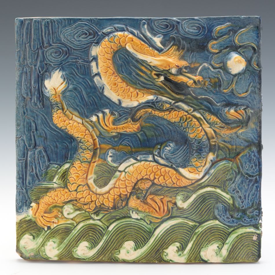 Download A Chinese Ceramic Dragon Motif Tile, 09.06.14, Sold: $345