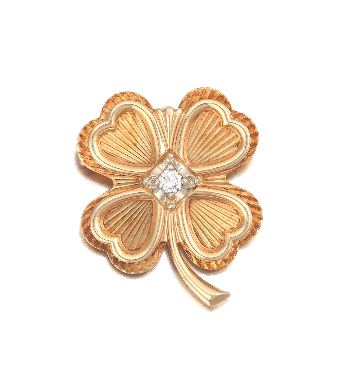 Gold and Diamond Shamrock Brooch , 12.11.15, Sold 271.4