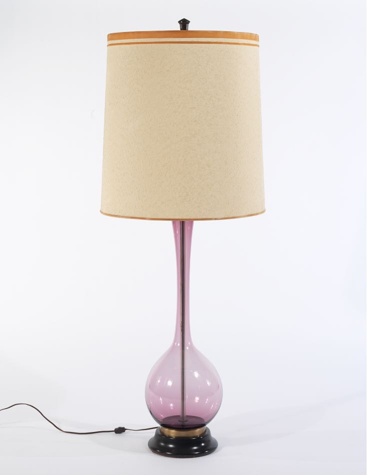 Marbro Original Hand Blown Swedish Amethyst Glass Floor Lamp With Marbro Original Hand Blown Swedish Amethyst Glass Floor Lamp With Shade