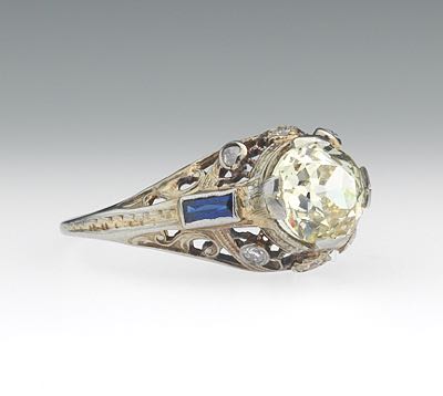 Art Deco Gold, Diamond and Sapphire Ring , 04.17.15