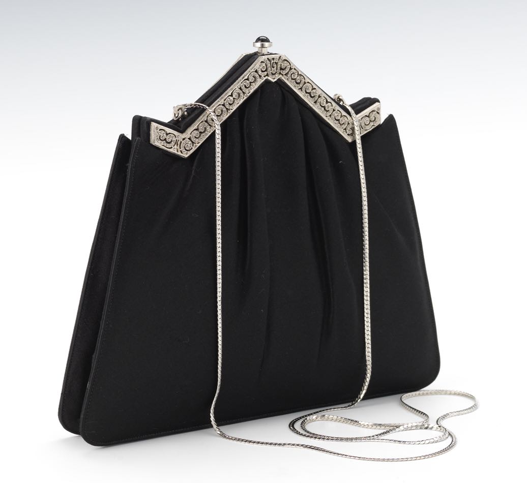 black satin evening purse