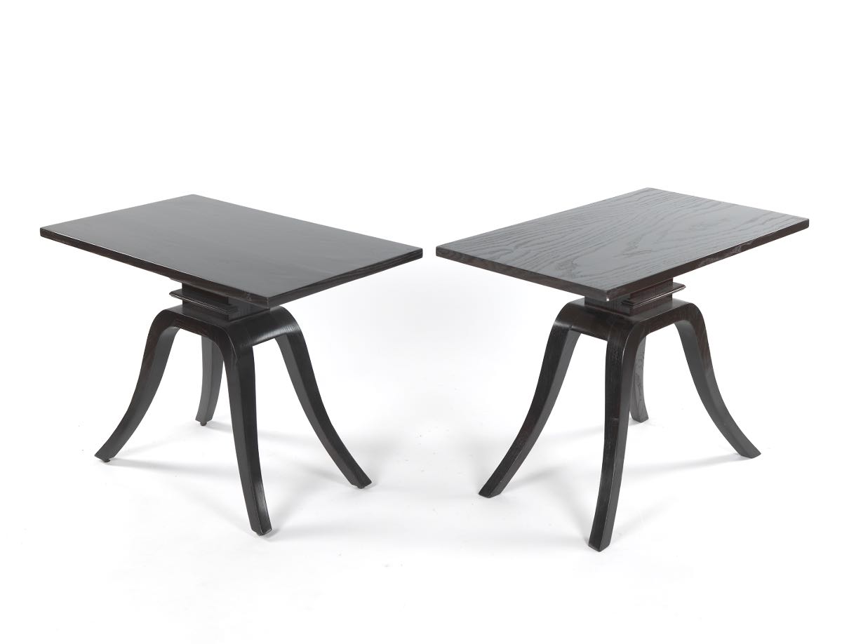 Pair of Pedestal Wood End Tables Designed by Paul Frankl for Brown