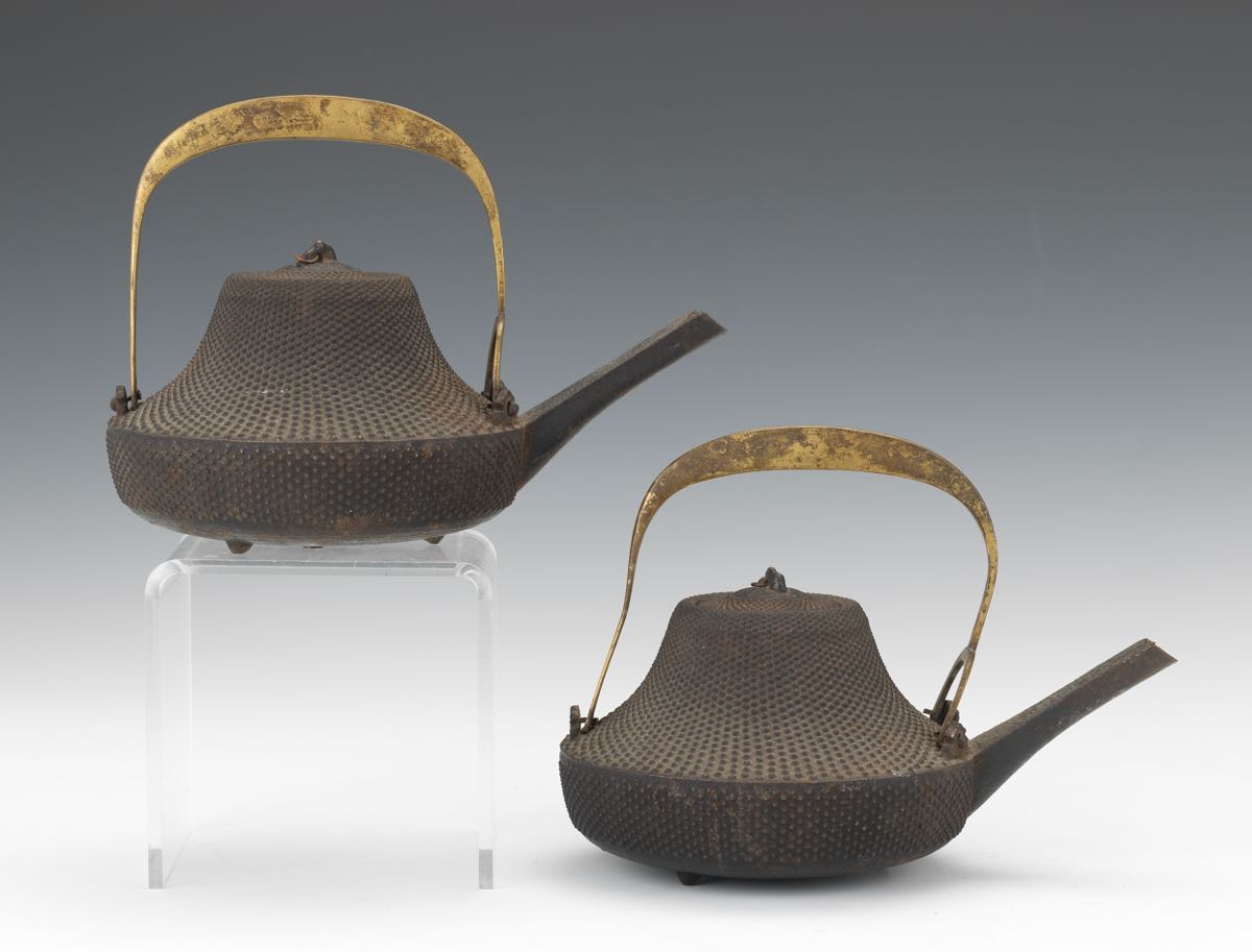 A Pair of Cast Metal Japanese Tea Kettles, 10.30.15, Sold 94.4