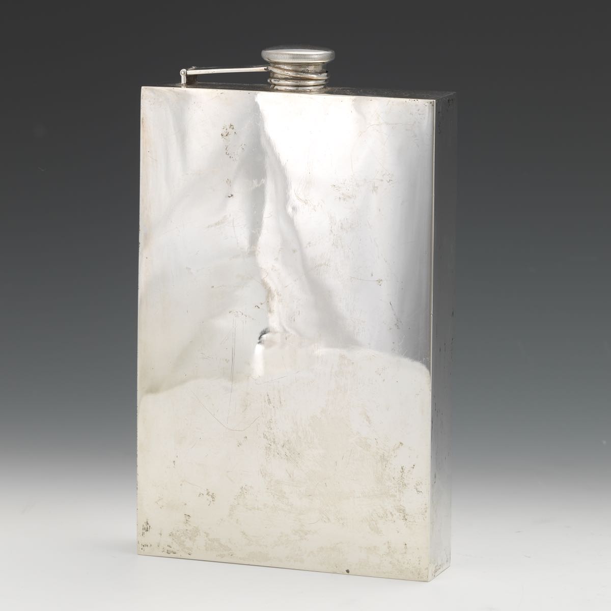 Prohibition Era Sterling Silver Oversized Flask by Kraus, McKeever
