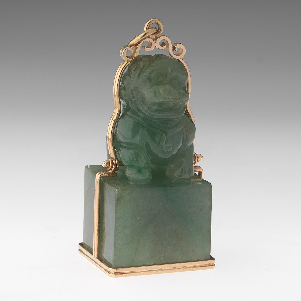 Carved Jade Fu Dog Seal Pendant , 09.04.15