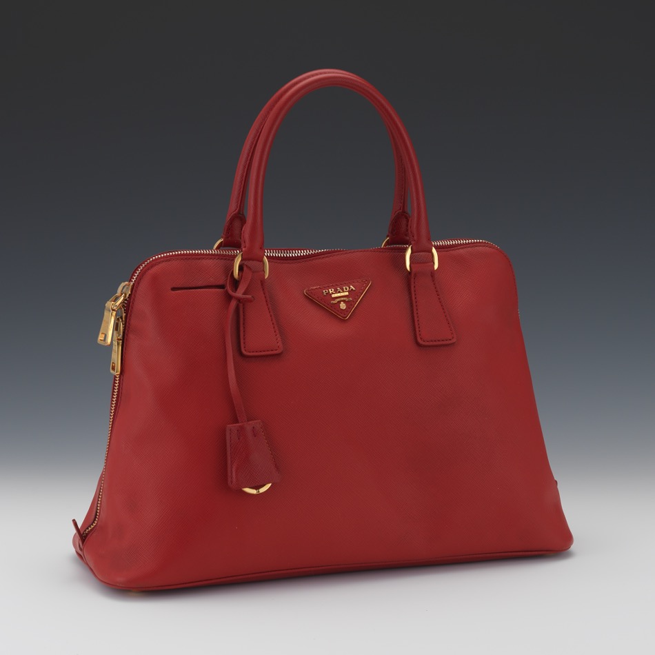 red saffiano leather