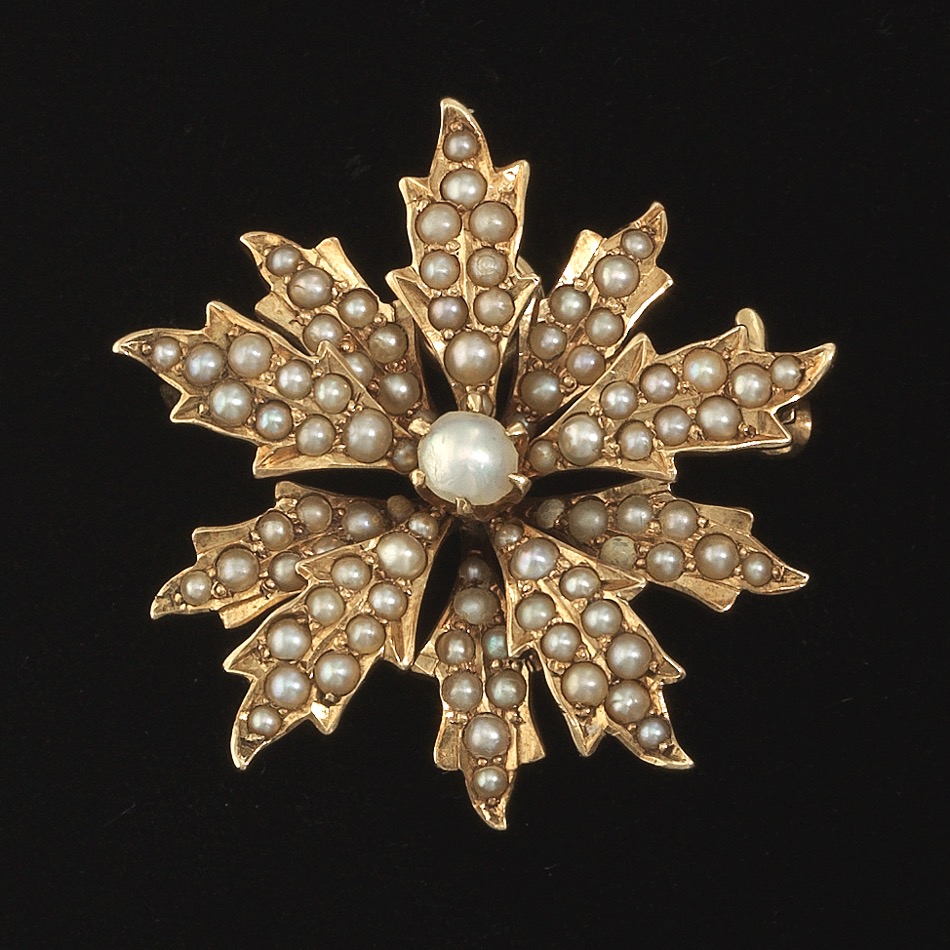 Victorian Gold and Seed Pearl Floral Pin Brooch/Pendant , 12.13.16, Sold 153.4