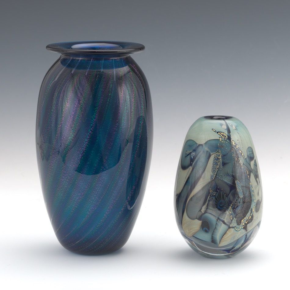 Two Robert Eickholt Glass Vases Ca Late 20th Century 10 27 16