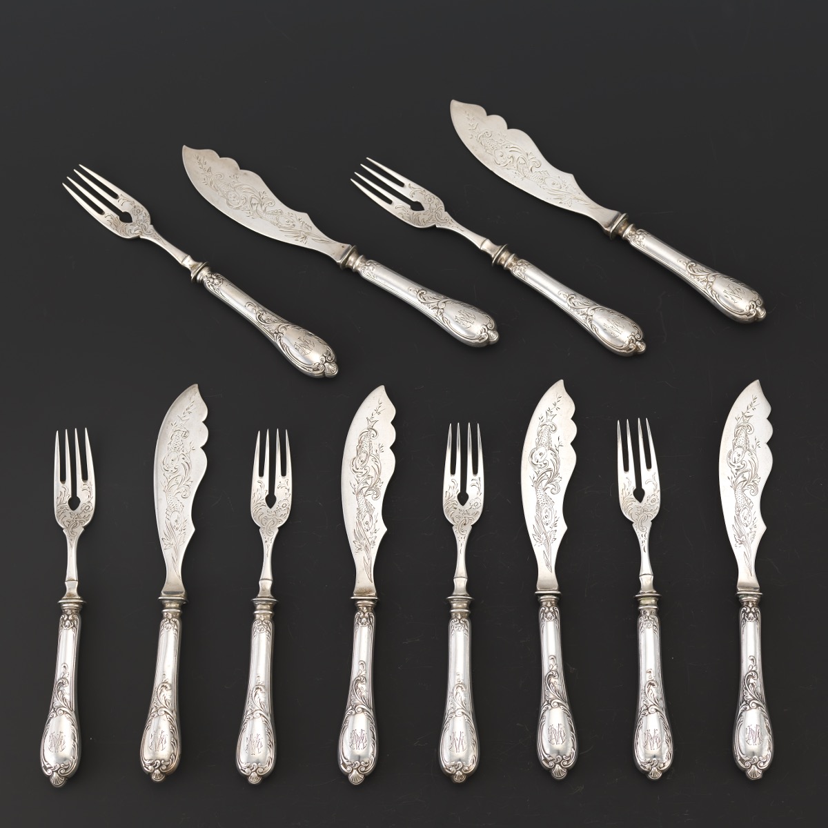 German 800 Silver Set Of Fish Knives And Fish Forks For Six By Wilkens Ca 19th Century 10 27 16 Sold 212 4