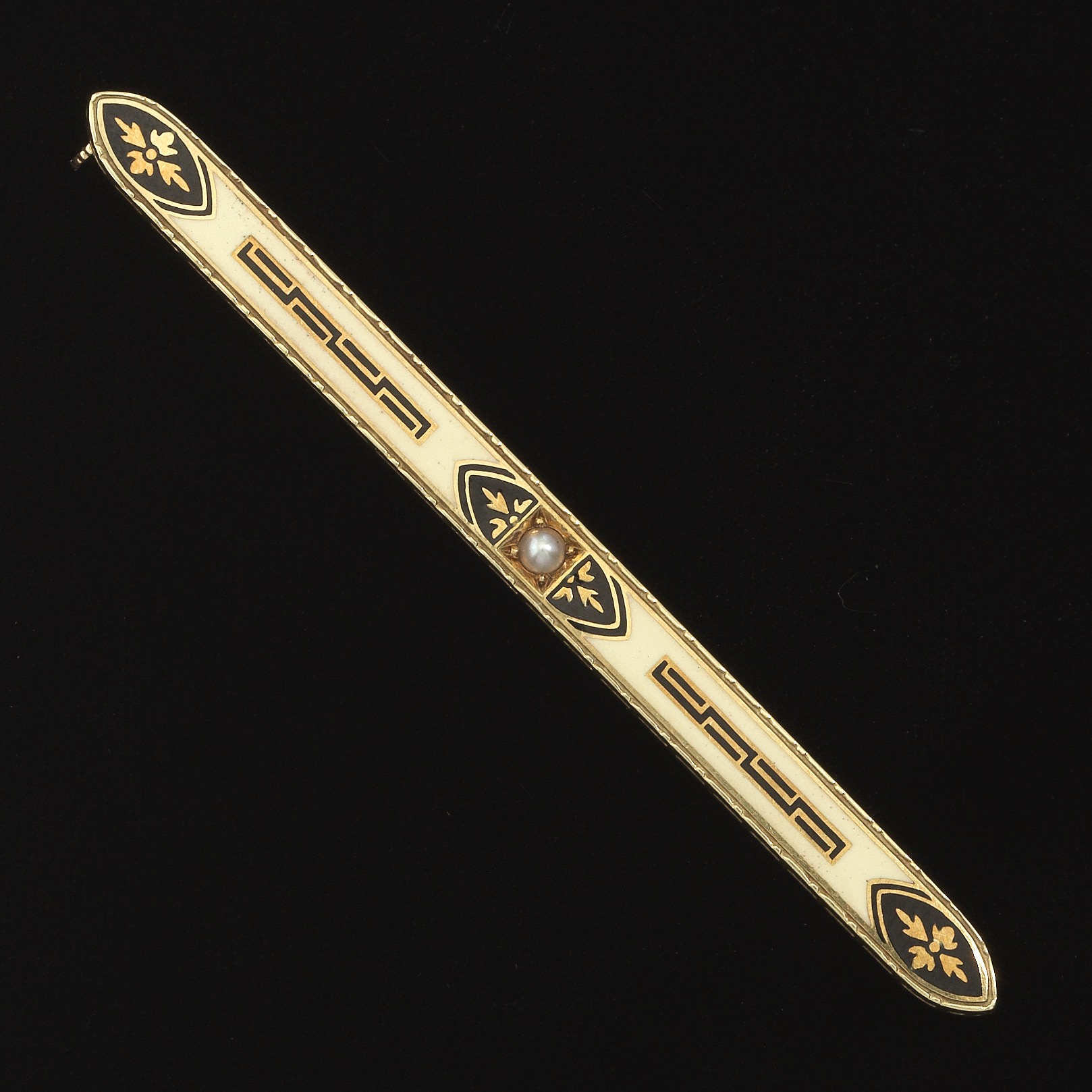 High resolution image for Art Deco Gold and Enamel Bar Brooch